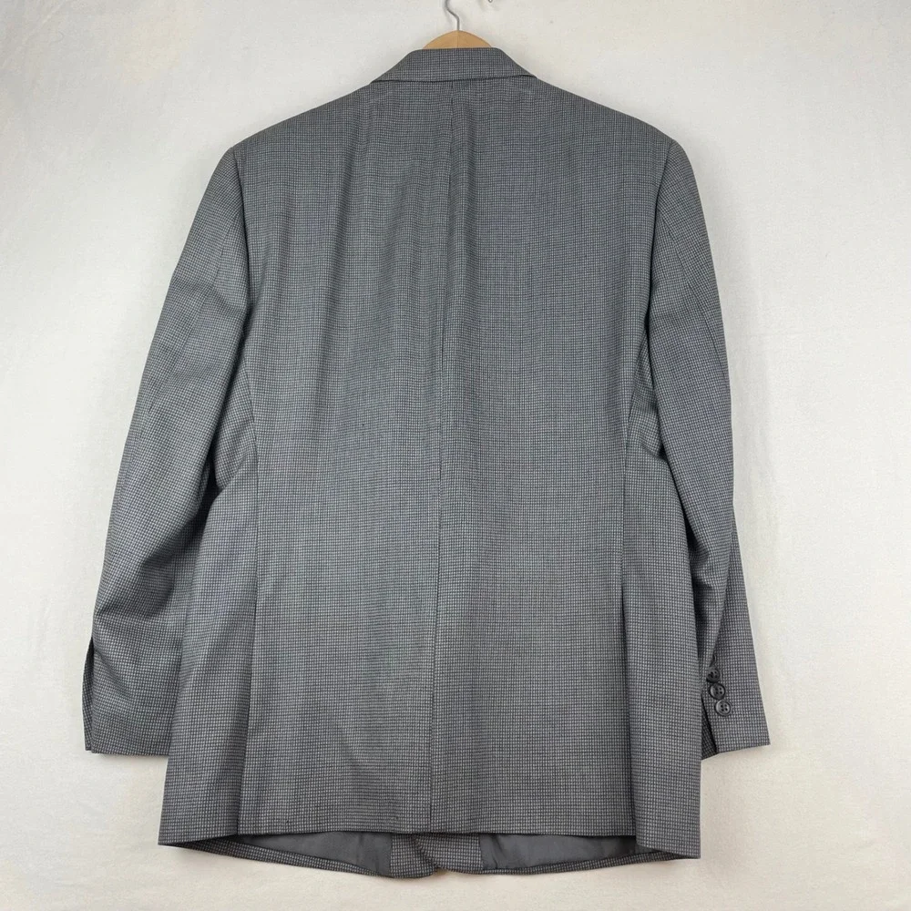 Calvin Klein Mens 40R Silk Wool Blazer Grey Micro Check Sport Coat Macy's